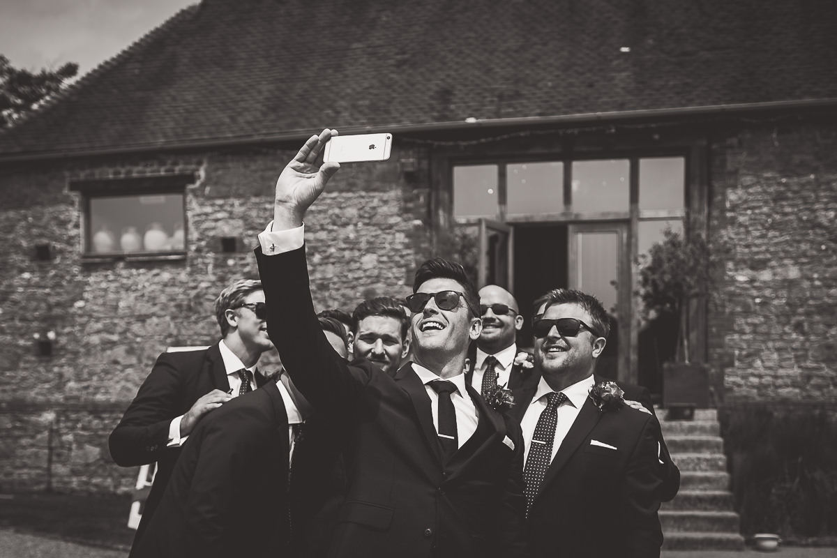 Grittenham Barn Wedding Photography - boys selfie