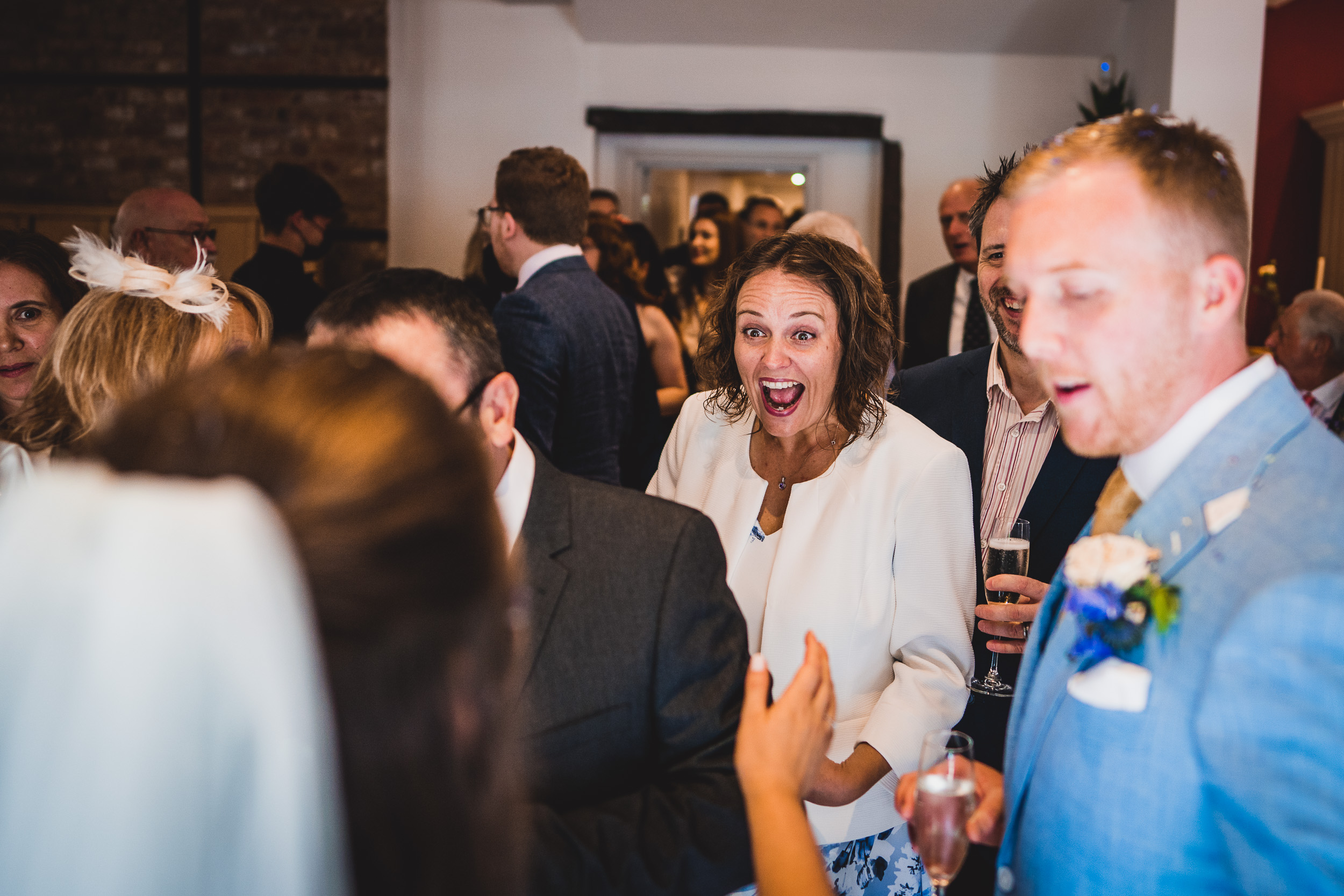 A bride and groom captured in a joyful wedding photo.