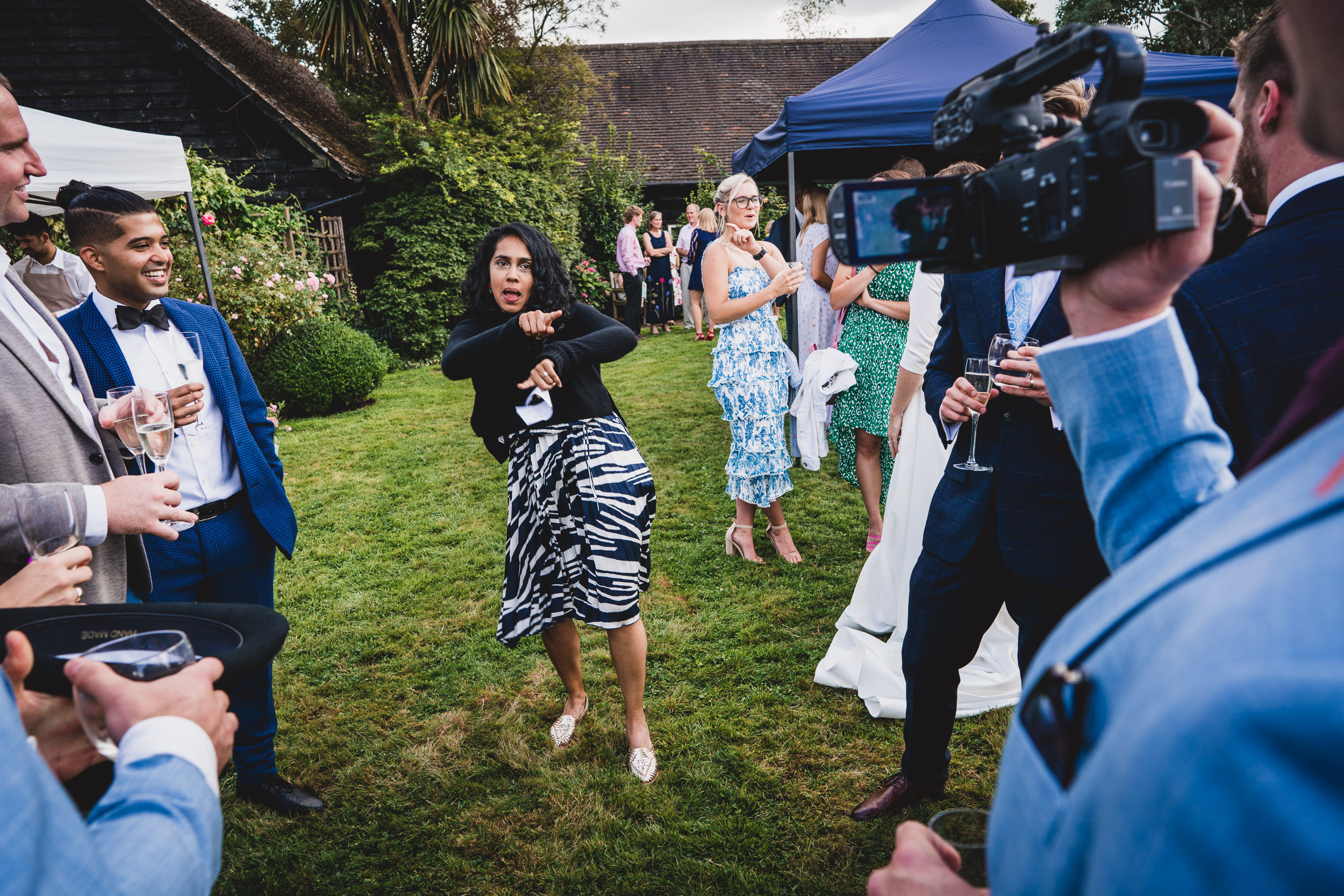 A wedding party celebrating the newlyweds.