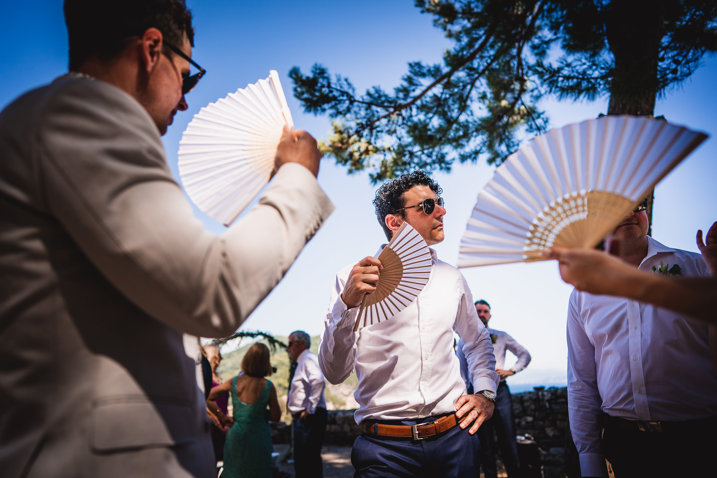 A group of bride's fans.